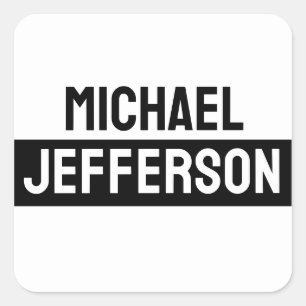 Adesivo Quadrado Personalizado Personalizado Preto Branco Simples E