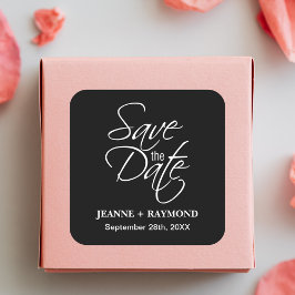 Adesivo Quadrado Personalizado Preto e Branco para Salvar a Data do