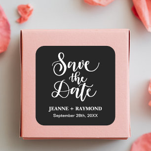 Adesivo Quadrado Personalizado Preto e Branco Save The Date de Casa