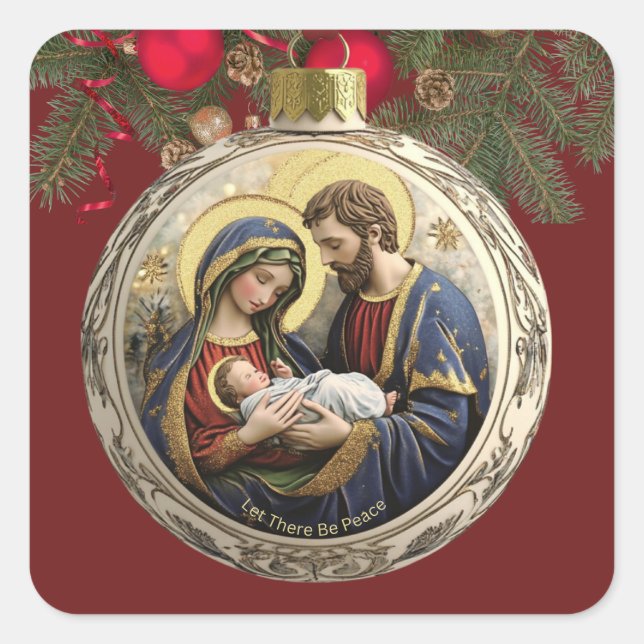 Adesivo Quadrado Personalizado Que Haja Cena De Natividade De Paz (Frente)