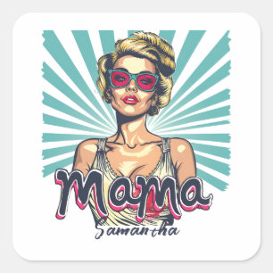Adesivo Quadrado Personalizado Retro Mama Pop Art (7)