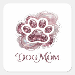 Adesivo Quadrado Personalizado Rosa MÃE DO CACHORR