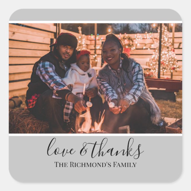 Adesivo Quadrado Personalizado Sua Foto em Obrigados de Amor de Qua (Frente)