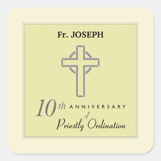 Adesivo Quadrado Personalizar, 10º aniversário do Padre Emboscada (Frente)