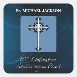 Adesivo Quadrado Personalizar, 10.º aniversário do Padre