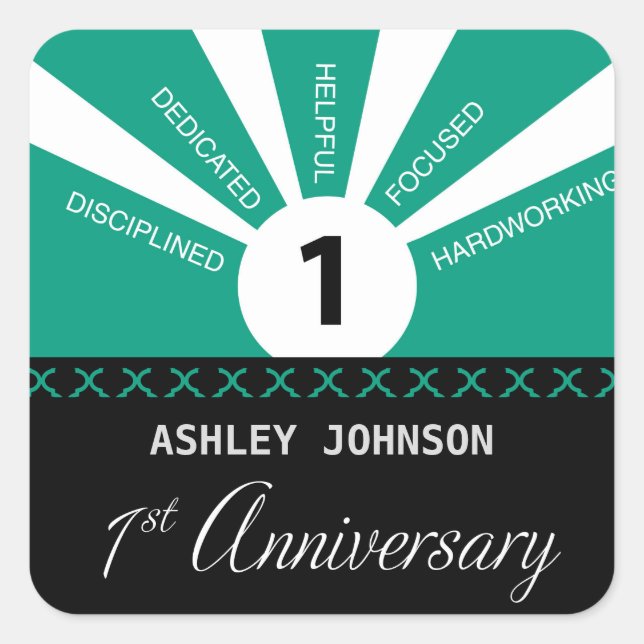 Adesivo Quadrado Personalizar, Aniversário de Funcionários de 1rua  (Frente)