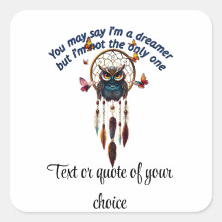 Adesivo Quadrado Personalizar Boho Owl Belo Hippie