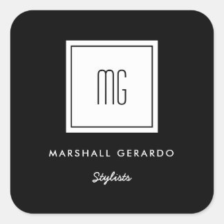 Adesivo Quadrado Personalizar cor branca Monograma branco Logótipo