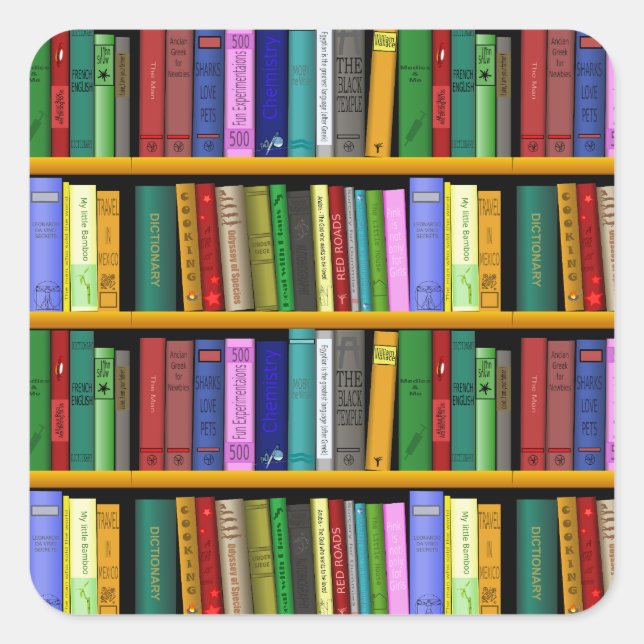 Adesivo Quadrado Personalizar Design de Biblioteca (Frente)