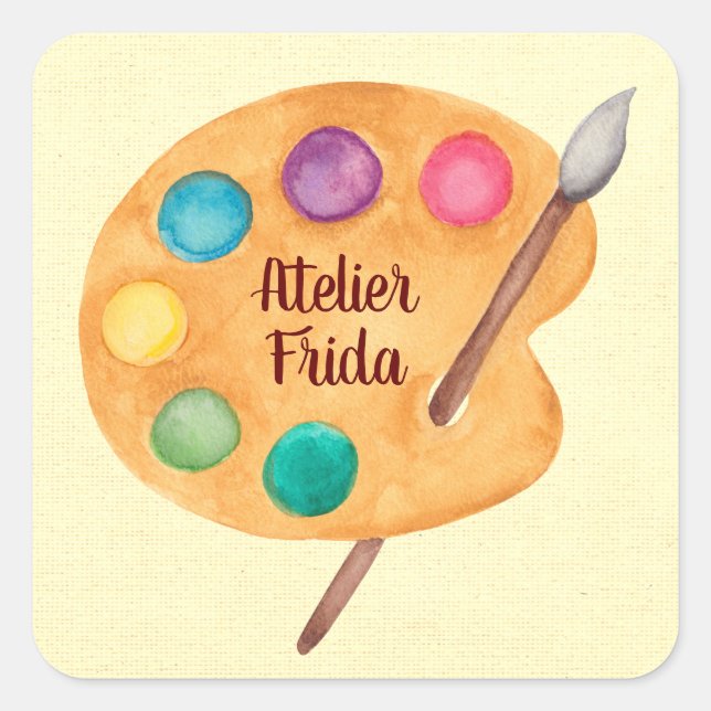 Adesivo Quadrado Personalizar o NOME do Artista - feira do professo (Frente)