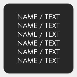 Adesivo Quadrado Personalizar o texto do nome minimalista elegante