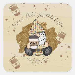 Adesivo Quadrado Personalizar para Pai de Lover de Café   Vintage