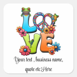 Adesivo Quadrado Personalizar Personalizar Boho Sapo Peace Groovy H