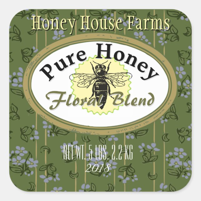 Adesivo Quadrado Personalizar Pinstripes e Flores de Mistura Floral (Frente)