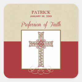 Adesivo Quadrado Personalizar, RCIA Bênçãos sobre a Profissão de Fé
