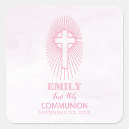 Adesivo Quadrado Personalizar, Rosa, Primeiro Sagrado Anfitrião da 