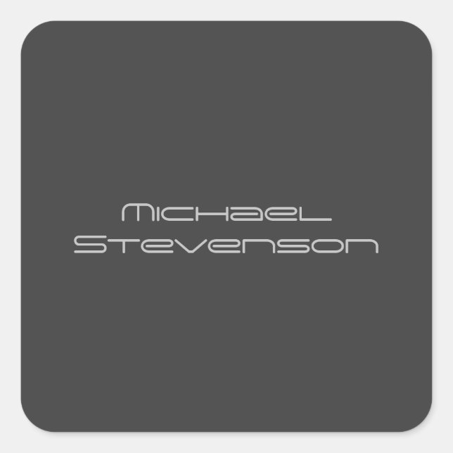 Adesivo Quadrado Personalizar Texto em Branco e Preto Simples (Frente)