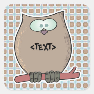 Adesivo Quadrado Personalizar uma Coruja,<TEXT>
