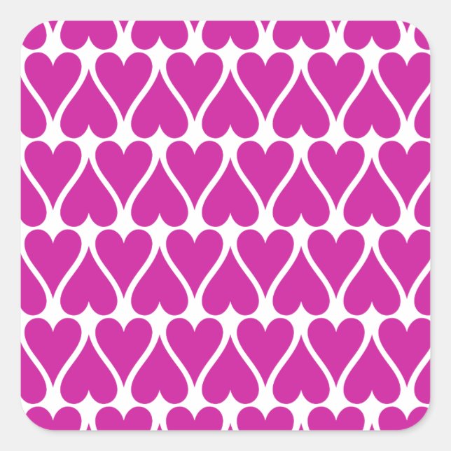 Adesivo Quadrado Personalize corações cor-de-rosa (Frente)