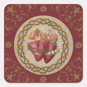 Adesivo Quadrado PERSONALIZE corações dos espinhos dos rosas de