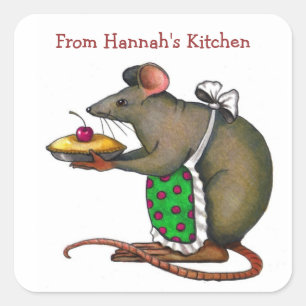 Adesivo Quadrado Personalize: De minha cozinha: Rato bonito