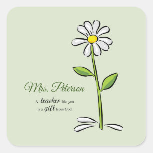 Adesivo Quadrado Personalize, obrigado do professor você, flor