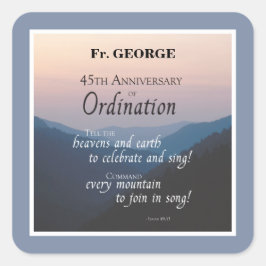Adesivo Quadrado Personalize os 45.º Parabéns da Ordenação do Anive