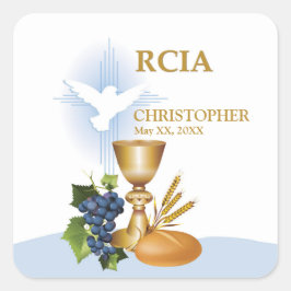 Adesivo Quadrado Personalize, RCIA Parabéns Sacramento Católico