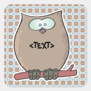 Adesivo Quadrado Personalize uma Coruja, <TEXT>