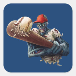 Adesivo Quadrado Personalize Zumbi de Beisebol com Tacos Assustador