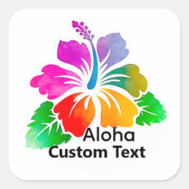 Adesivo Quadrado Personalized Aloha Hibiscus Tropical Flower