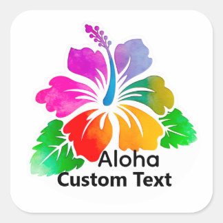 Adesivo Quadrado Personalized Aloha Hibiscus Tropical Flower