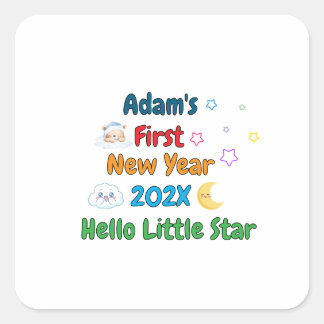 Adesivo Quadrado Personalized Baby’s First New Year – Cute Design P
