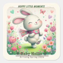Personalized Bunny Baby Shower Stickers