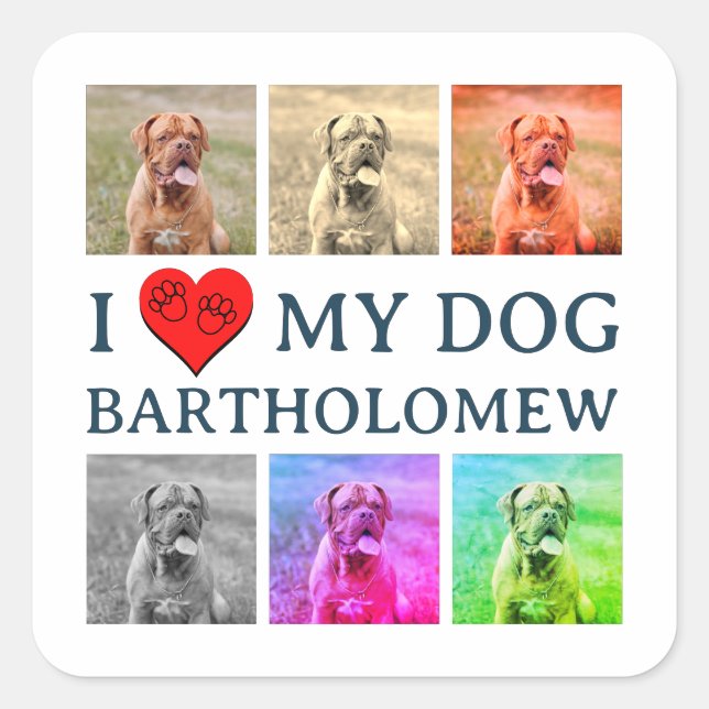 Adesivo Quadrado Personalized Dog Pop Art Pet Lover Gift (Frente)