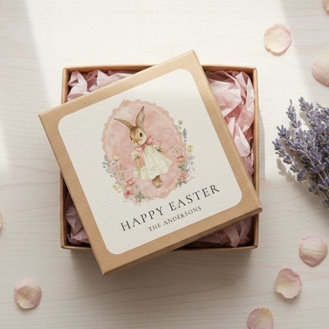 Adesivo Quadrado Personalized Easter Bunny Custom  (Criador carregado)