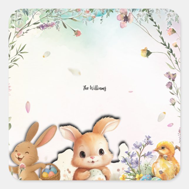 Adesivo Quadrado Personalized Easter Stickers (Frente)