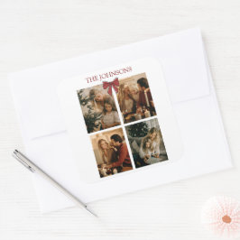 Adesivo Quadrado Personalized Family Christmas Photos Sticker
