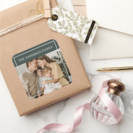 Adesivo Quadrado Personalized Family Photo | Custom Family Name 