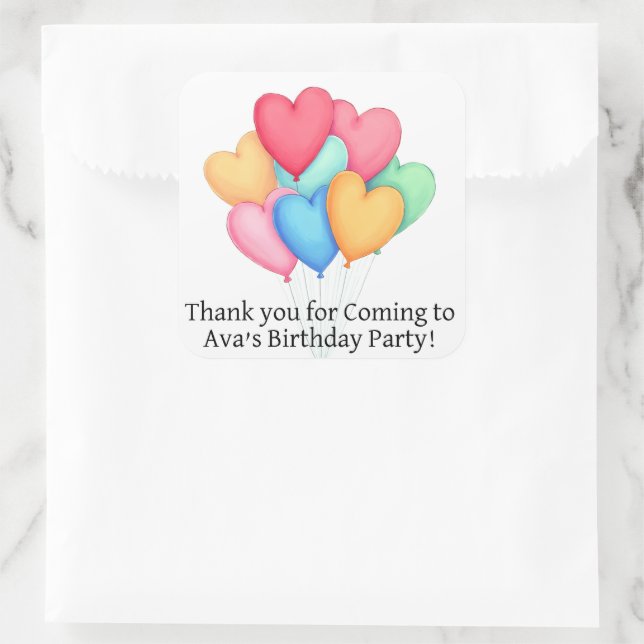 Adesivo Quadrado Personalized favor stickers kids party (Bolsa)