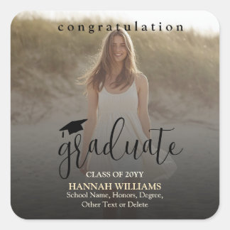 Adesivo Quadrado Personalized Graduation Sticker – Name and Photo