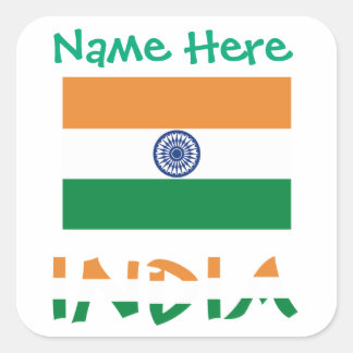 Adesivo Quadrado Personalized India Flag Square Label 