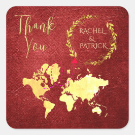 Adesivo Quadrado Personalized Map of Love Journey Wedding