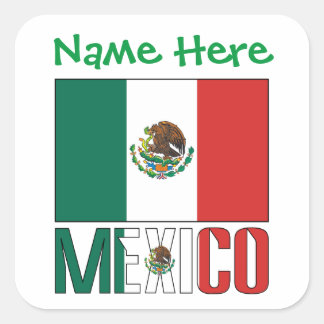 Adesivo Quadrado Personalized Mexico Flag Square Label