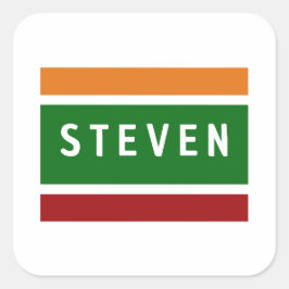 Adesivo Quadrado Personalized Name Stickers Retro Stripe Badge