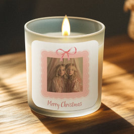 Adesivo Quadrado Personalized Photo Merry Christmas Candle Label