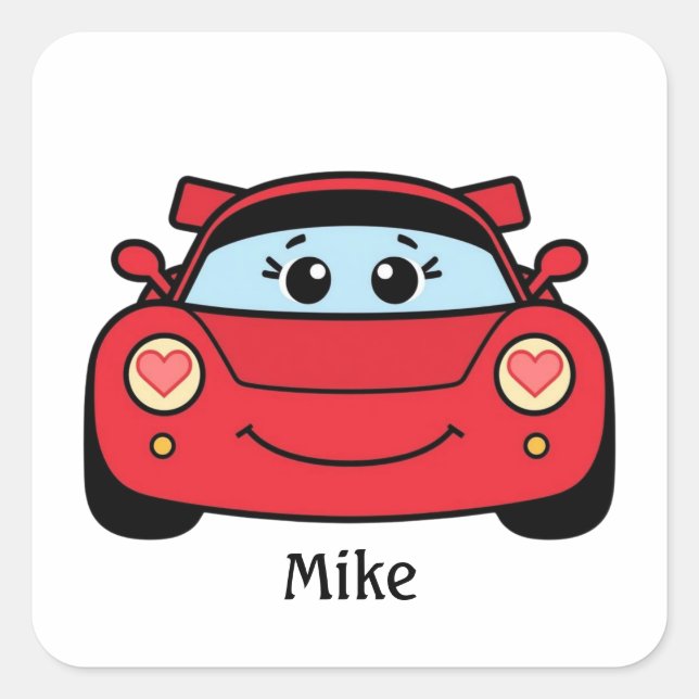 Adesivo Quadrado Personalized Race Car Valentine Sticker (Frente)