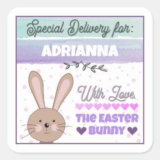 Adesivo Quadrado Personalized Stickers from Easter Bunny With Love