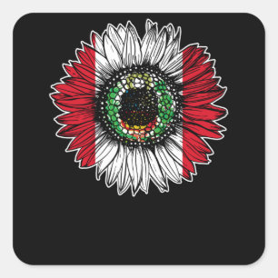 Adesivo Quadrado Peru Flag Sunflower