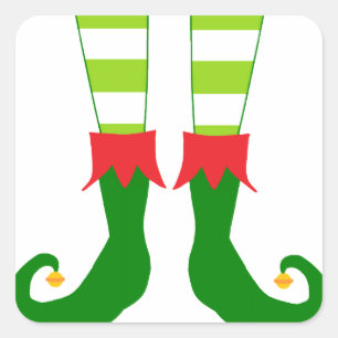 Adesivo Quadrado Pés de Elf de Natal bonitos
